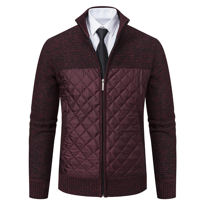 Herren nan gesteppte Hybrid-Strickjacke mit diamantsteppung, Stehkragen, isolierendem Thermofutter und Reißverschluss Drune