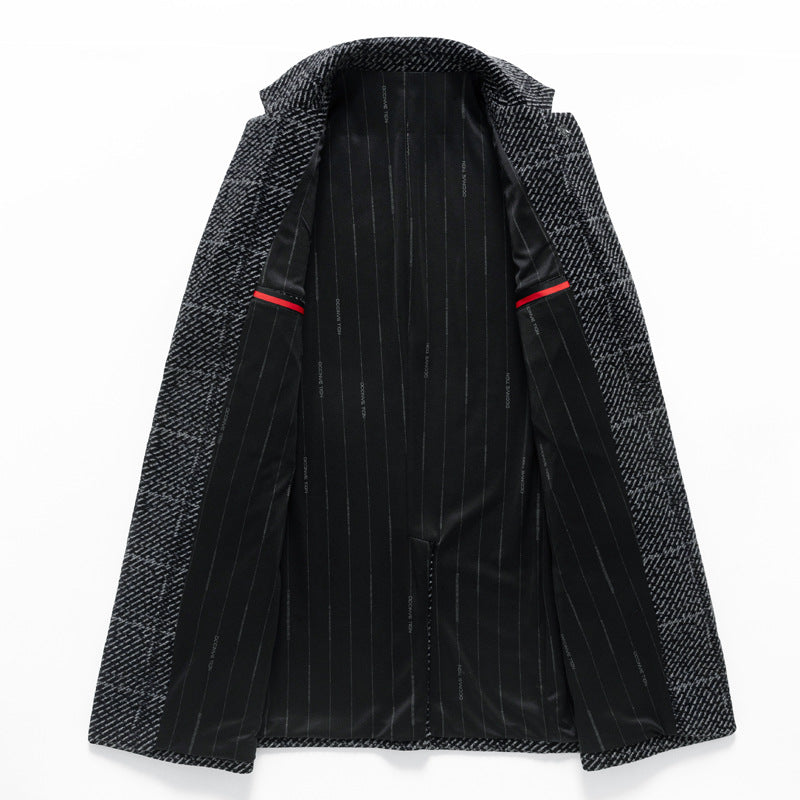 Herren Wollmantel mit modernem Karomuster und elegantem Schnitt Drune