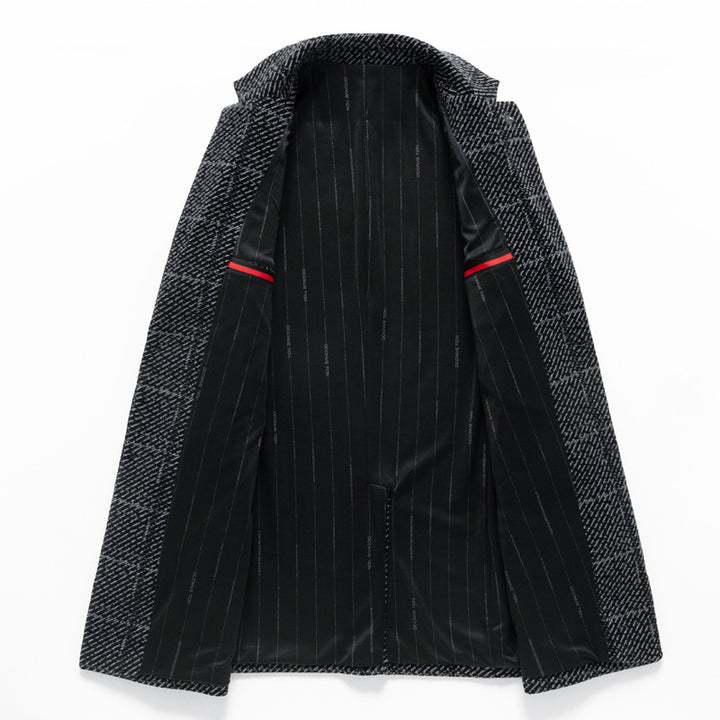 Herren Wollmantel mit modernem Karomuster und elegantem Schnitt Drune
