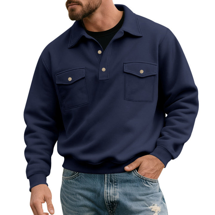 Herren lässiger Pullover mit praktischen Pattentaschen Drune