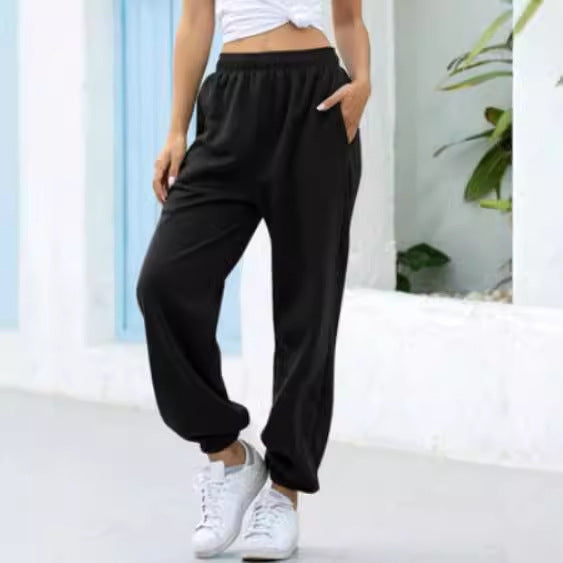 Damen nan weite Jogginghose mit hohem Bund elastischen Bündchen und Seitentaschen Drune