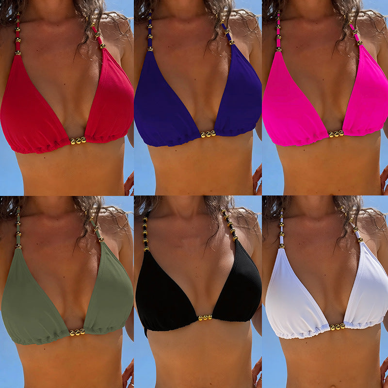 Damen Triangel-Bikini mit goldenen Akzenten und verstellbaren Trägern Drune