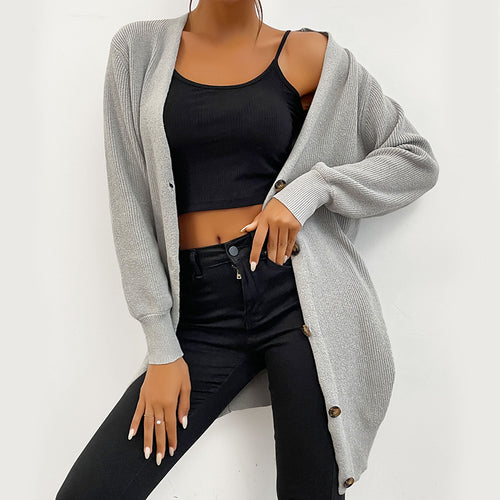 Damen Strickjacke mit durchgehender Knopfleiste und modernem Design Drune