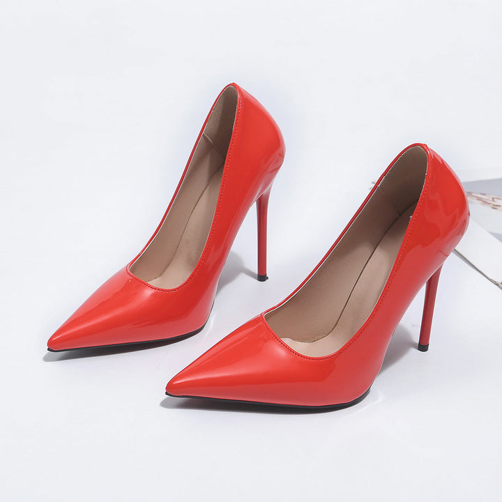 Damen spitze Lackpumps mit hochglänzendem Finish Drune