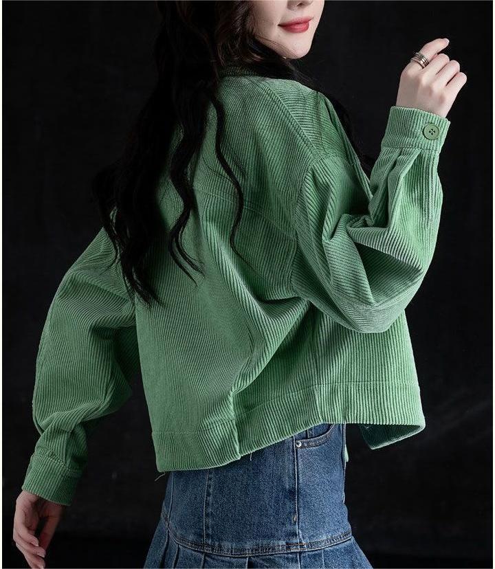 Damen Modische Kordjacke mit lässigem Schnitt und überschnittenen Schultern Drune