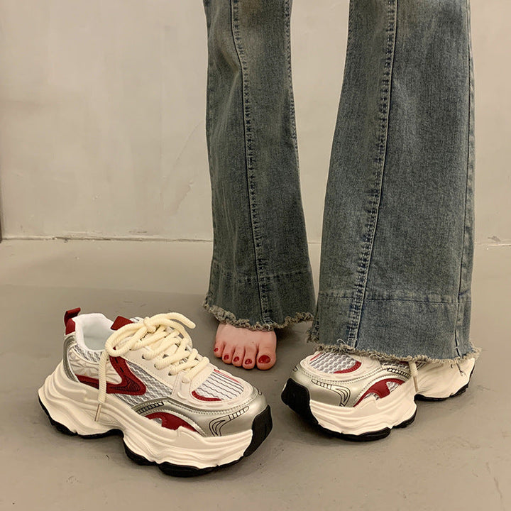 Damen Sportliche Chunky Sneakers mit atmungsaktiver Oberfläche und dämpfender Sohle Drune