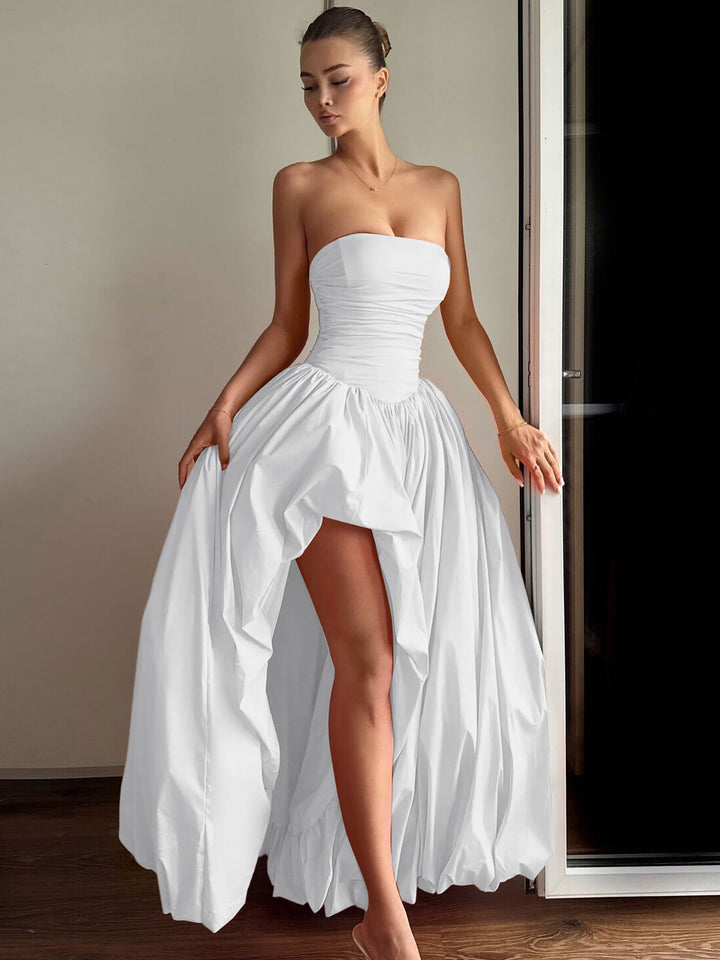 Damen Elegantes Hochzeitskleid mit strapless Design und voluminösem Rock Drune