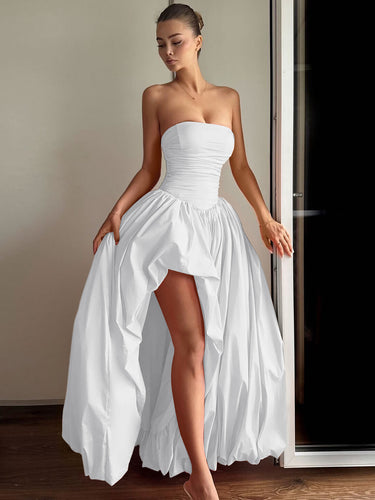 Damen Elegantes Hochzeitskleid mit strapless Design und voluminösem Rock Drune