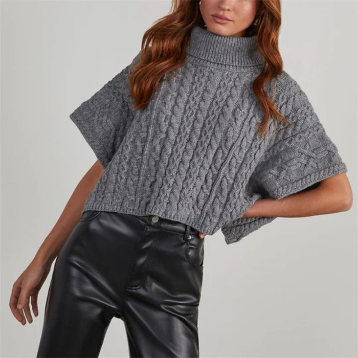 Damen kuscheliger Strickpullover mit Rippstruktur und hohem Kragen Drune