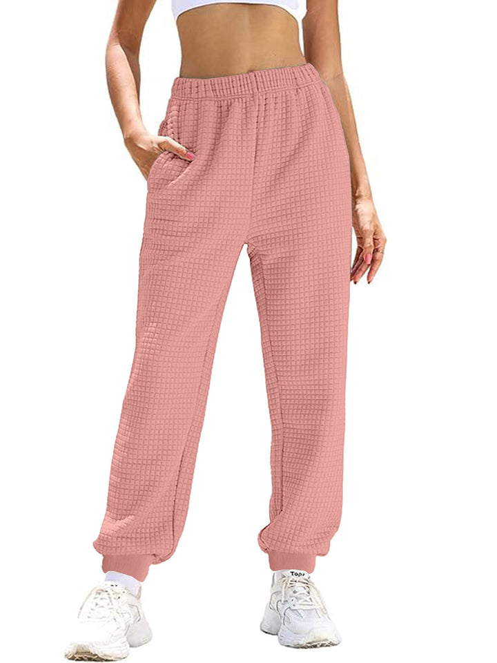 Damen lockere Waffelstruktur Jogginghose Drune