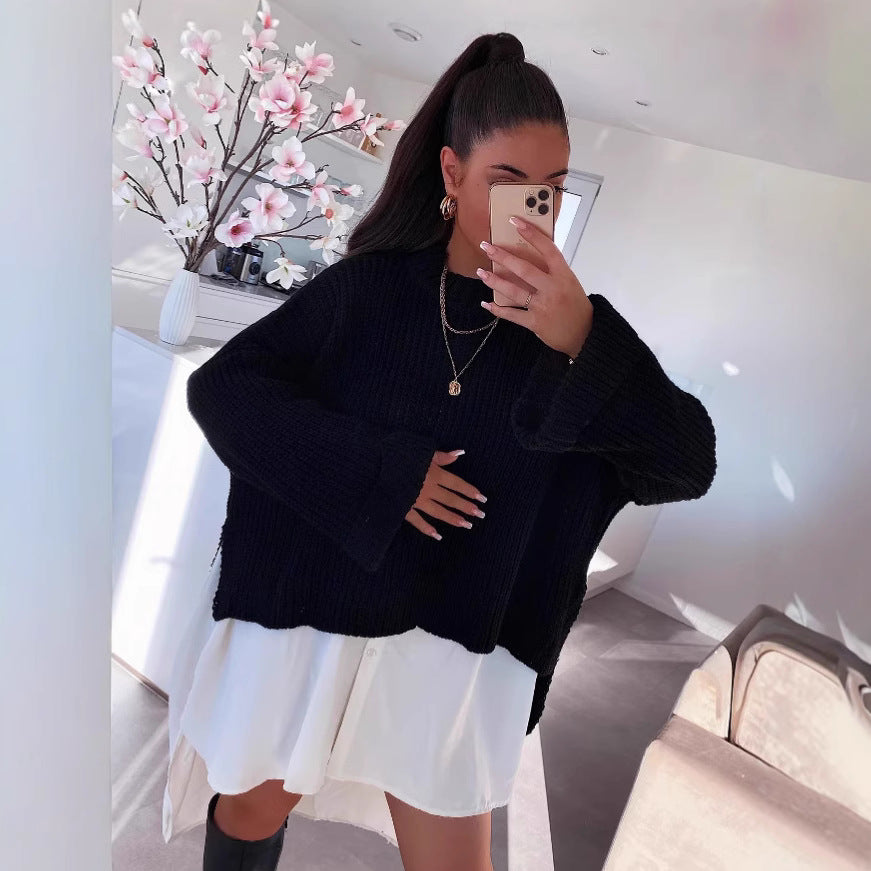 Damen lässiger Pullover mit strukturiertem Gewebe und weitem Schnitt Drune