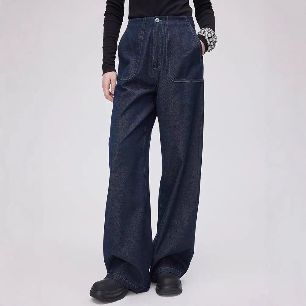 Damen Modische Jeans mit weitem Schnitt und hohem Bund Drune