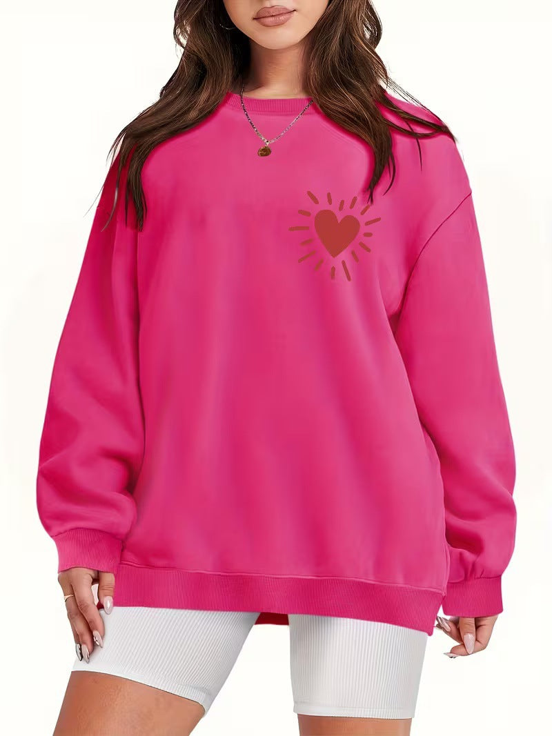 Damen Sweatshirt mit lässigem Herzmotiv und übergroßem Schnitt Drune