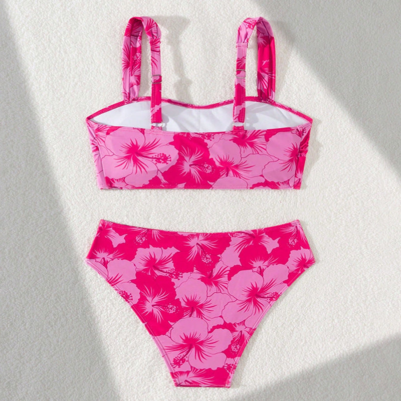 Damen Hochtailliertes Bikini-Set mit Quadrat-Ausschnitt-Oberteil Drune