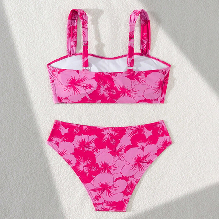 Damen Hochtailliertes Bikini-Set mit Quadrat-Ausschnitt-Oberteil Drune