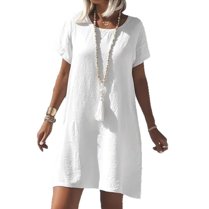 Femme Leichtes Leinen Shift Kleid Drune
