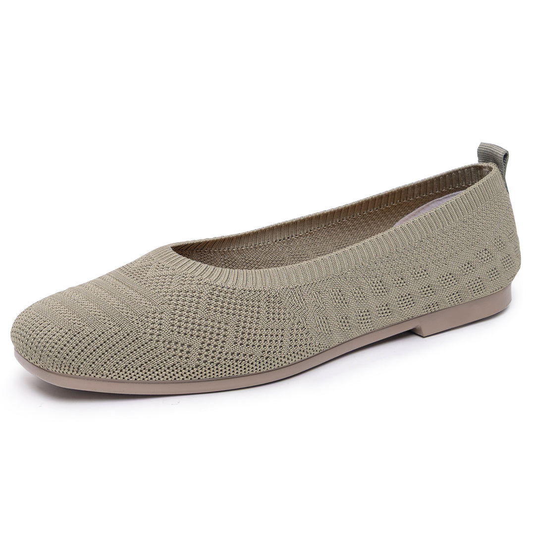 Damen nan gestrickte Ballerina-Slip-On Komfortballerina mit nahtlosem Sockeneinstieg und flexibler Leichtsohle Drune