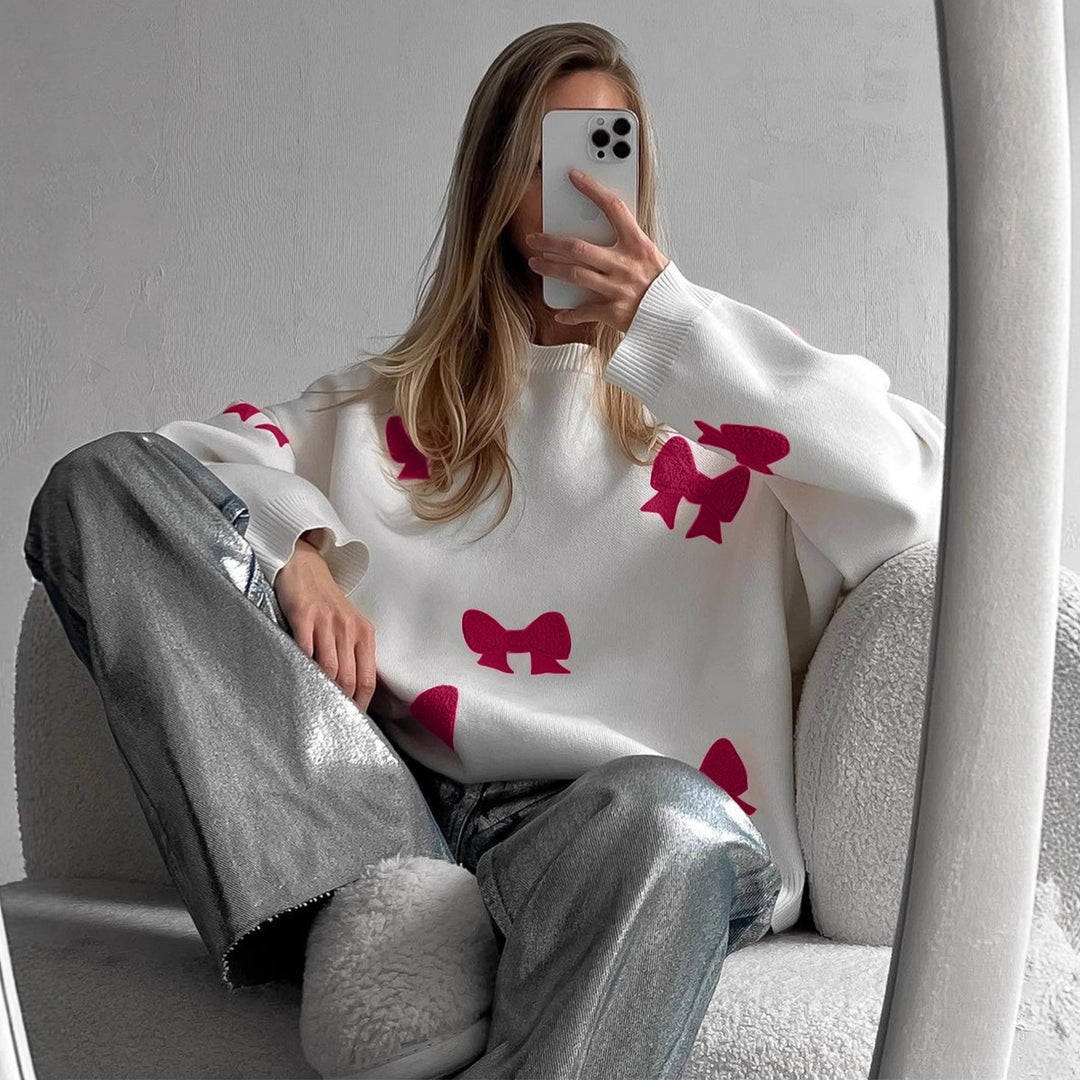 Damen modischer Pullover mit auffälligen Schleifendetails Drune