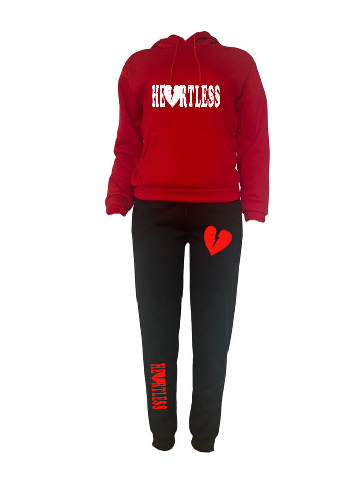 Damen Kapuzenpullover und Jogginghose Set mit auffälligem Graffiti-Design Drune