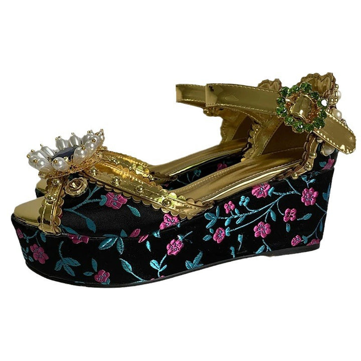 Damen Verzierte Plattform Keil Sandalen Drune
