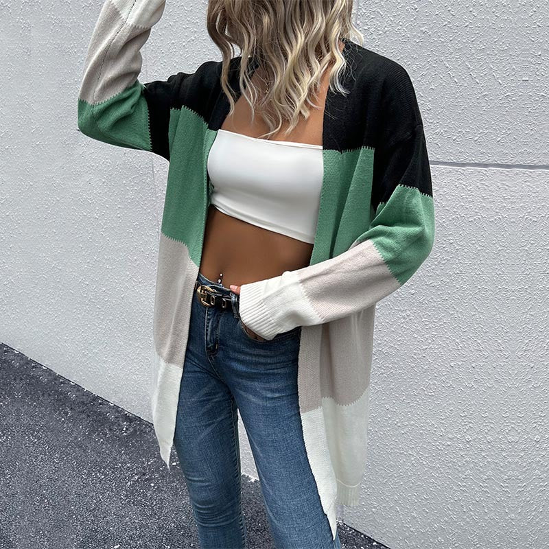 Damen Strickjacke im modischen Farbblockdesign Drune