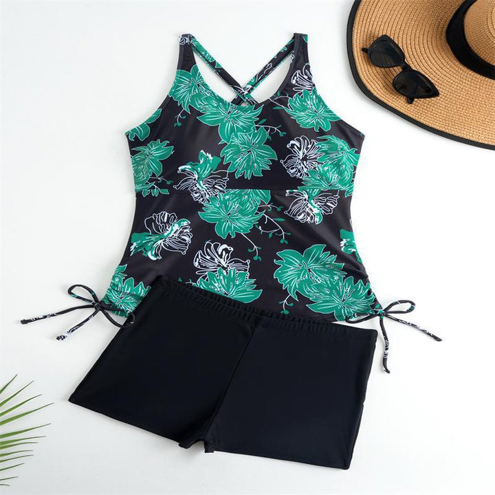 Damen Tankini-Set mit floralem Oberteil und sportlichem Höschen Drune
