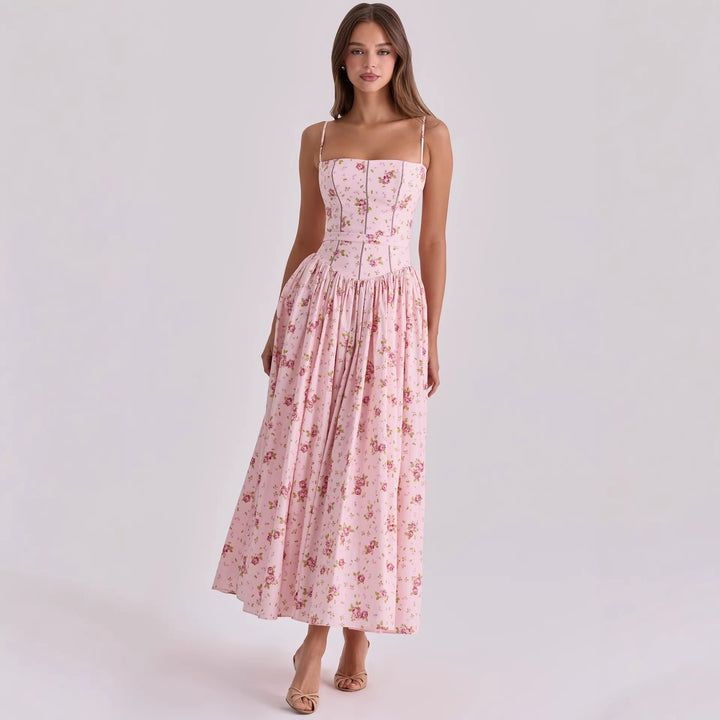 Damen Blumiges Midi-Kleid mit raffiniertem Schnitt Drune