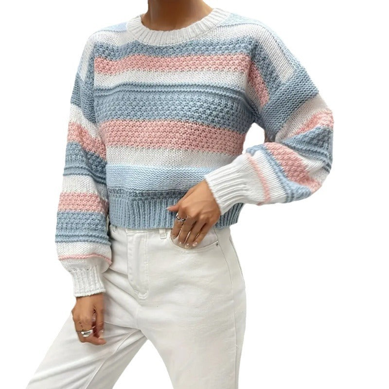 Damen Strickpullover mit auffälligem Blockstreifenmuster Drune