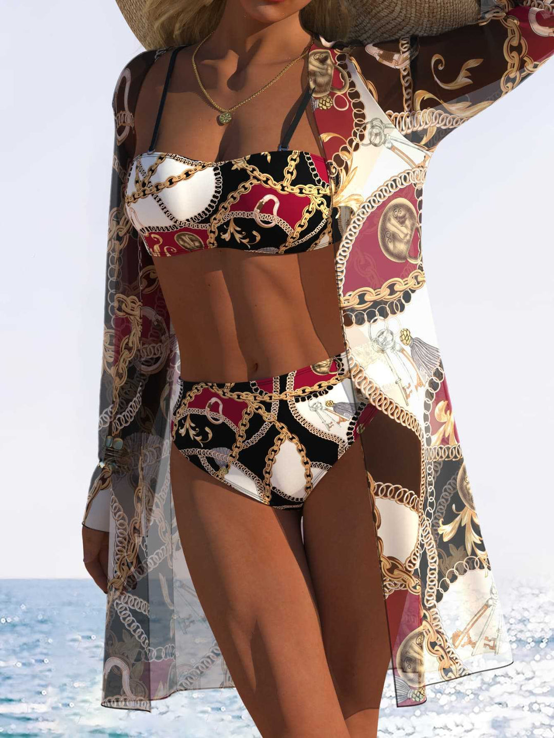 Damen Bikini-Set mit elegantem Bandeau-Oberteil und komfortablem Hochschnitt Höschen Drune