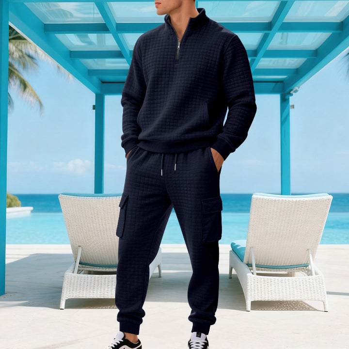 Herren Funkelndes Freizeit-Ensemble mit hohem Kragen und praktischen Taschen Drune