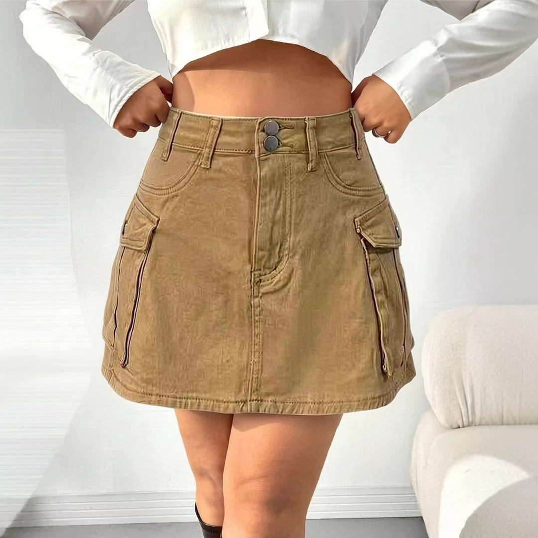 Damen Denim-Minirock mit aufgesetzten Taschen und modernen Details Drune