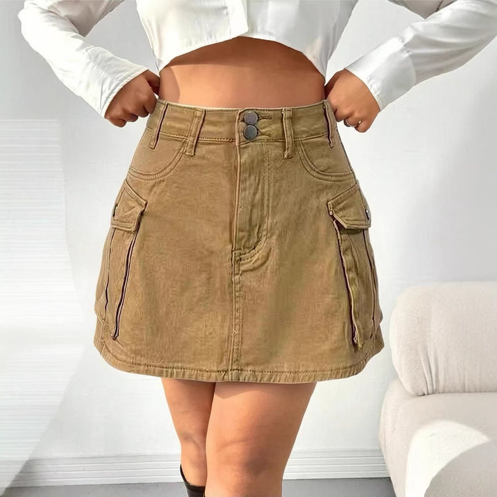 Damen Denim-Minirock mit aufgesetzten Taschen und modernen Details Drune