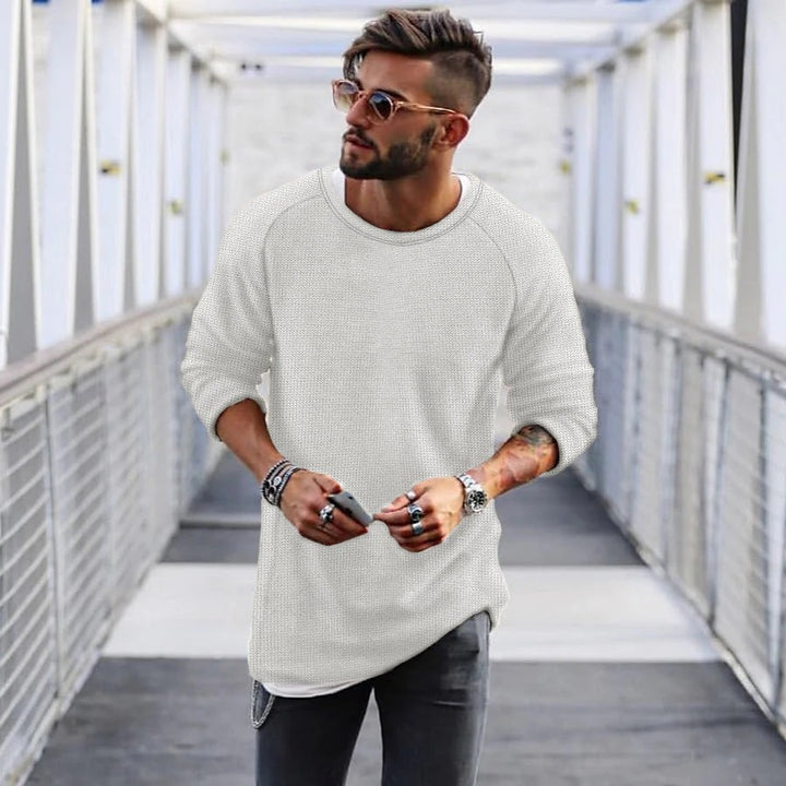 Herren lässiger Pullover mit innovativem Strickmuster Drune