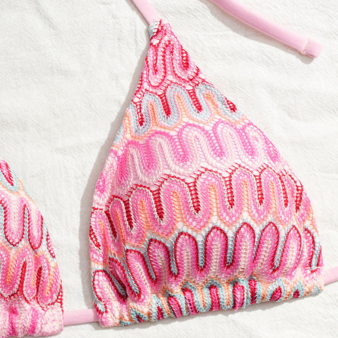 Damen Triangel-Bikini mit Raffinierten Knüpfdetails und Passendem Rock Drune
