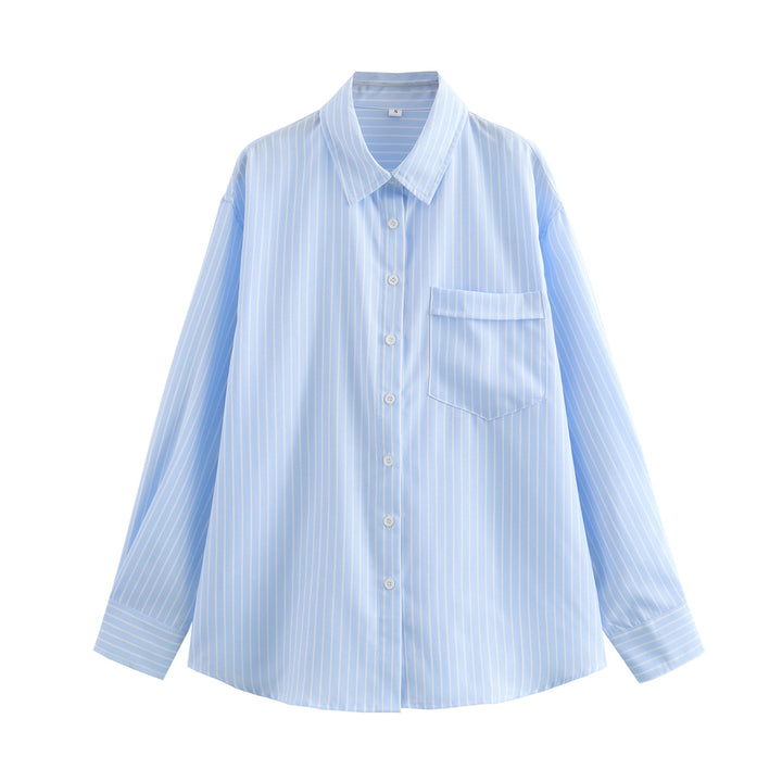 Damen nan lockere Oversize-Hemdbluse mit klassischem Kragen, durchgehender Knopfleiste und abgerundetem Saum Drune