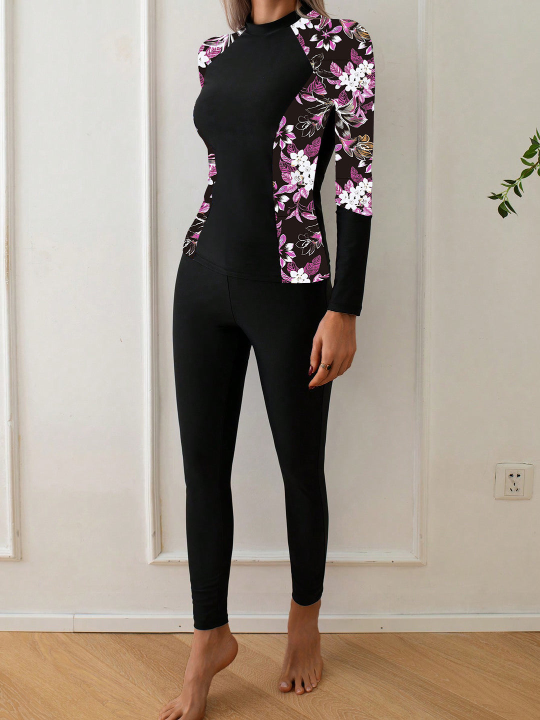 Damen Langarm Rashguard mit floralem Design Drune