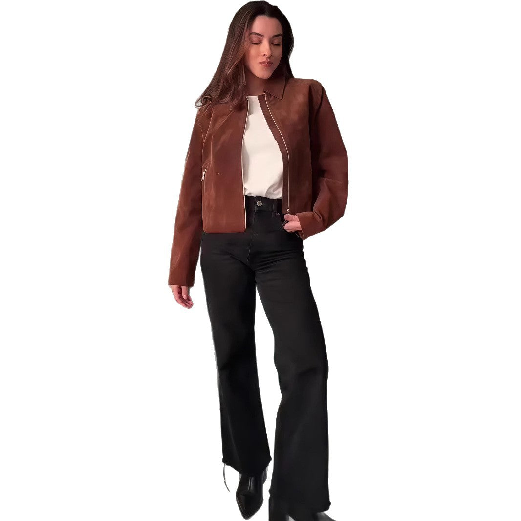 Damen elegante Wildlederjacke Drune