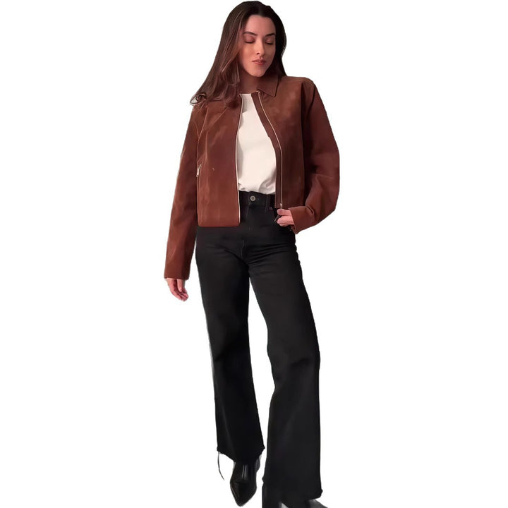 Damen elegante Wildlederjacke Drune