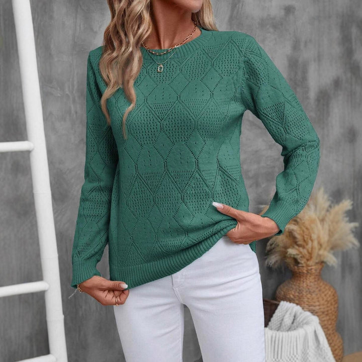 Damen Strickoberteil mit modernem Ajour-Muster und Rundhalsausschnitt Drune