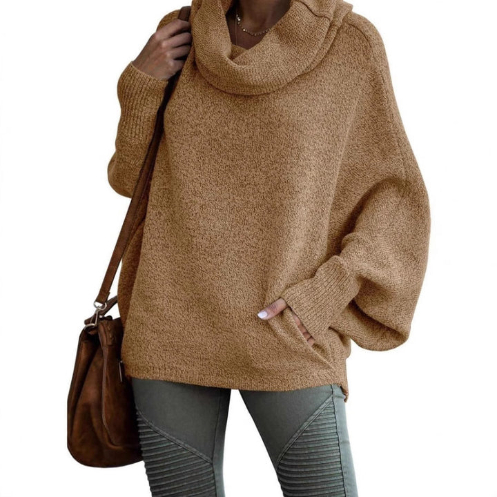 Damen lässiger Rollkragenpullover mit weit geschnittenen Ärmeln Drune