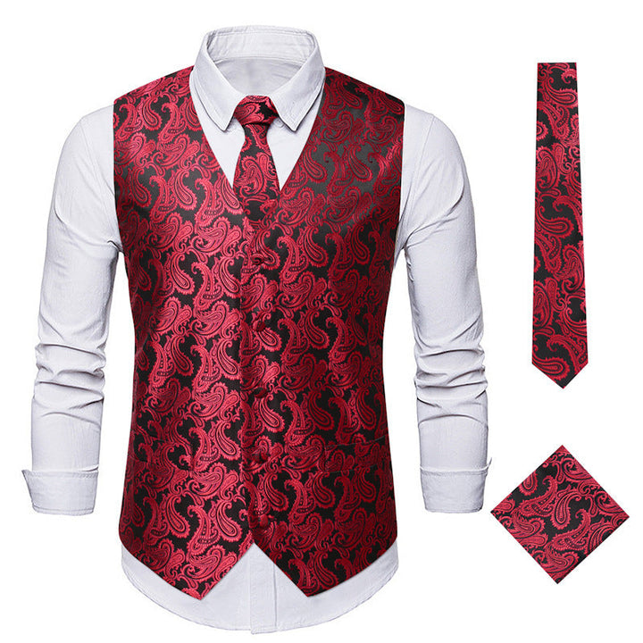 Herren elegante Anzugweste mit eleganten Paisley-Muster und passendem Zubehör Drune