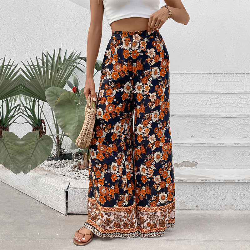 Damen weite Blumen-Hosen Drune