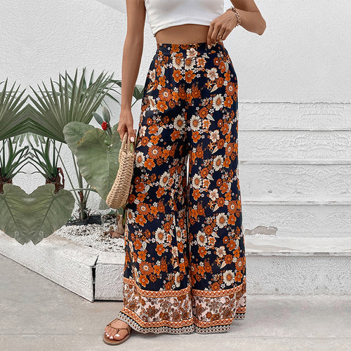 Damen weite Blumen-Hosen Drune