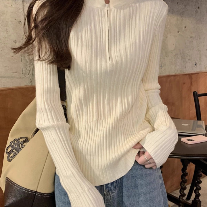 Damen elegant geschnittenes Sweatshirt mit Stehkragen Drune
