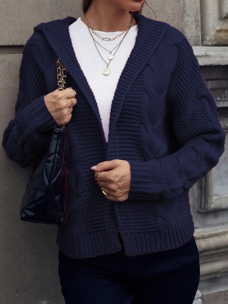 Damen Grobstrick-Cardigan mit Kapuze und strukturiertem Zopfmuster Drune