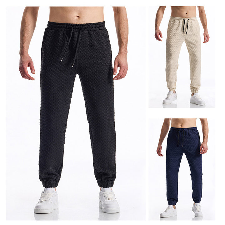 Herren bequeme Freizeithose mit elastischem Bund und Strukturmuster Drune