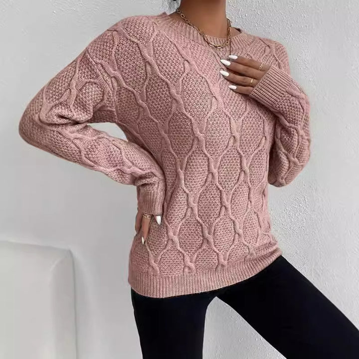 Damen Grobstrickpullover mit kreativem Zopfmuster und moderner Passform Drune