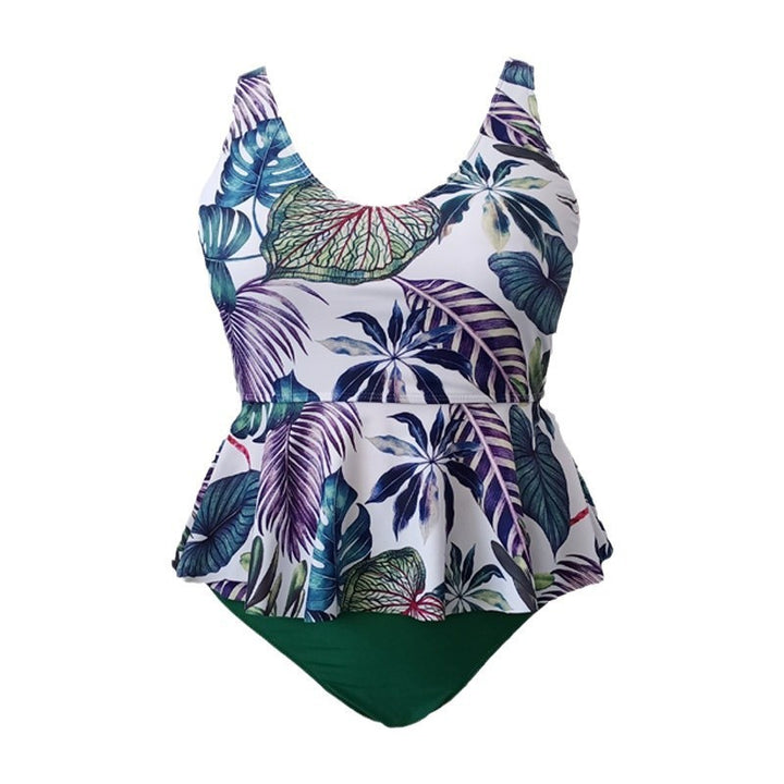 Damen Tankini mit floralem Peplum-Oberteil und figurformendem Höschen Drune