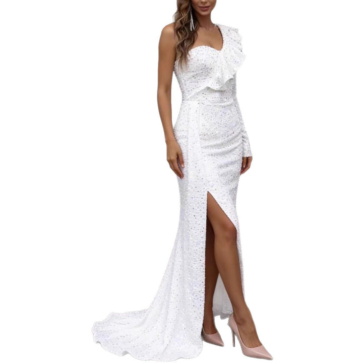 Damen Glamouröses Abendkleid mit asymmetrischem Cut und funkelnden Pailletten Drune