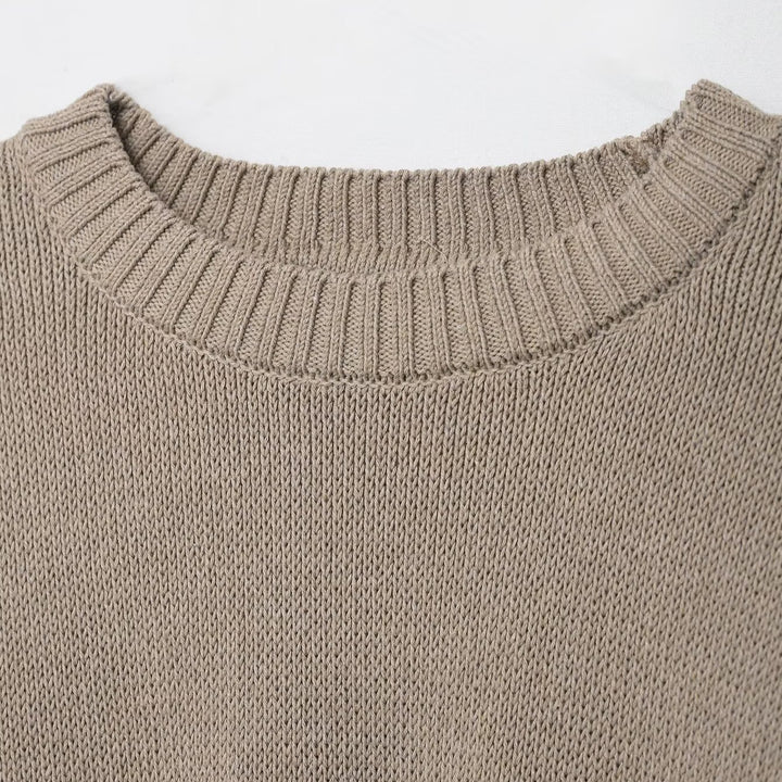 Damen Modischer Strickpullover mit lässigem Schnitt und weitem Saum Drune